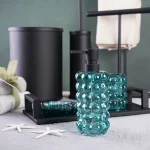 ست سرویس بهداشتی 6  پارچه مدرن استیل و کریستال آبی مدل توپی وارداتی - Image 5