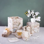 ست سرویس دستشویی 6 پارچه سنگ طبیعی طرح ماربل وارداتی 