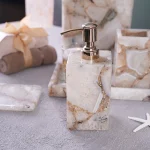 ست سرویس دستشویی 6 پارچه سنگ طبیعی طرح ماربل وارداتی  - Image 3