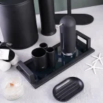 ست سرویس بهداشتی 7 پارچه مدرن استیل و اکرلیک رنگ مشکی وارداتی - Image 3