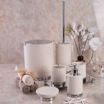 ست سرویس دستشویی7 پارچه ی پرسلان با یراق کروم مدل silver white