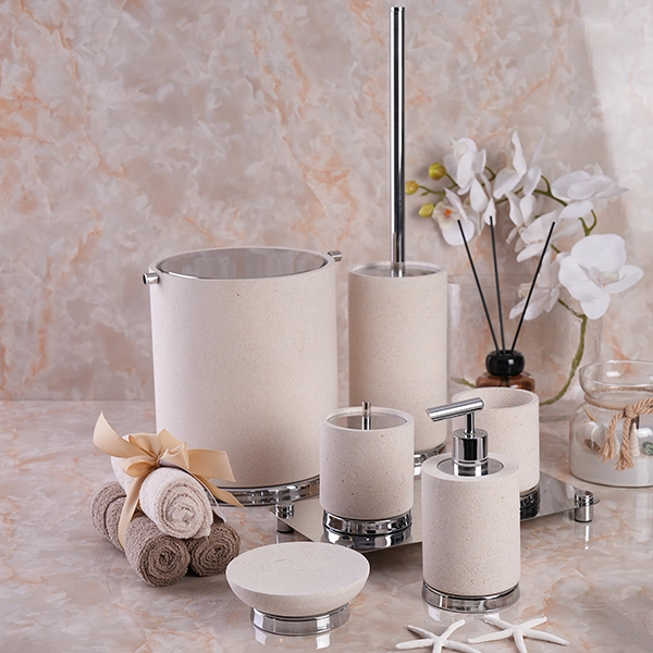 DSC02010 ست سرویس دستشویی7 پارچه ی پرسلان با یراق کروم مدل silver white - Image 1