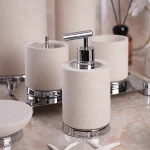 ست سرویس دستشویی7 پارچه ی پرسلان با یراق کروم مدل silver white - Image 2