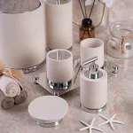 ست سرویس دستشویی7 پارچه ی پرسلان با یراق کروم مدل silver white - Image 3