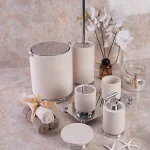 ست سرویس دستشویی7 پارچه ی پرسلان با یراق کروم مدل silver white - Image 4