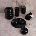 ست سرویس بهداشتی 6 پارچه سنگ طبیعی کمل رنگ مشکی براق - Image 3