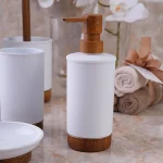 ست سرویس بهداشتی 5 پارچه اکرولیک سفید وارداتی  پایه چوبی - Image 2
