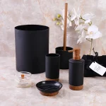 ست سرویس بهداشتی 5 پارچه اکرولیک سفید وارداتی  پایه چوبی