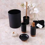 ست سرویس بهداشتی 5 پارچه اکرولیک سفید وارداتی  پایه چوبی - Image 2