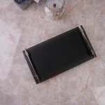 سینی چیدمان اکسسوری برنج کف شیشه ای رنگ استیل براق - Image 4
