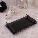 سینی چیدمان اکسسوری برنج کف شیشه ای رنگ مشکی