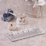 سینی چیدمان اکسسوری ترکیب برنج و کریستال مستطیلی