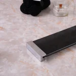 سینی چیدمان اکسسوری کف شیشه ای با یراق برنج رنگ استیل مات - Image 2