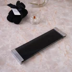 سینی چیدمان اکسسوری کف شیشه ای با یراق برنج رنگ استیل مات