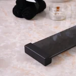 سینی شیشه ای چیدمان اکسسوری با یراق برنج رنگ مشکی - Image 2