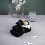 حوله ی سه عددی رنگ مشکی با یراق برنجی برند آکچا هوم طرح صدف