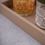 سینی چرمی مربع رنگ کرمی