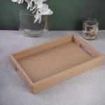 سینی چرمی مستطیلی رنگ کرمی