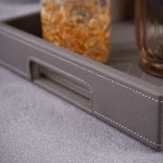 سینی چرمی دسته دار مدرن رنگ طوسی