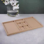سینی چرمی بزرگ با محفظه نظم‌ دهنده رنگ کرمی