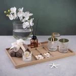 سینی چرمی بزرگ با محفظه نظم‌ دهنده رنگ کرمی