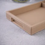 سینی چرمی با محفظه نظم‌ دهنده کرمی - Image 2