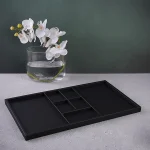 سینی چرمی بزرگ با محفظه نظم‌ دهنده رنگ مشکی