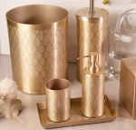 ست سرویس بهداشتی 6 پارچه ی برنجی وارداتی طرح برگ  - Image 2