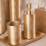  ست سرویس بهداشتی 6 پارچه ی برنجی وارداتی طرح برگ  - Image 3