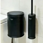 سطل و فرچه ی تک دیواری banyo استیل رنگ مشکی 