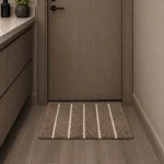 پادری پرز بلند حمام طرح راه راه کرمی 50*80